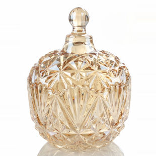 创意欧式水晶玻璃糖缸大号糖果罐子带盖糖果盒水果盘家用糖盘客厅