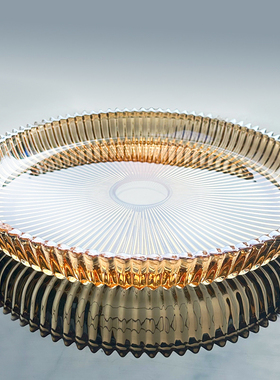 创意水晶玻璃水果盘子欧式家用果盆圆形托盘大号茶盘水杯客厅茶壶