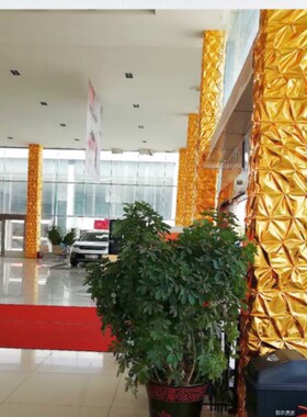 烫金布包柱子包树金色缠绕水管装饰布喜庆黄金布婚庆红色褶皱金布