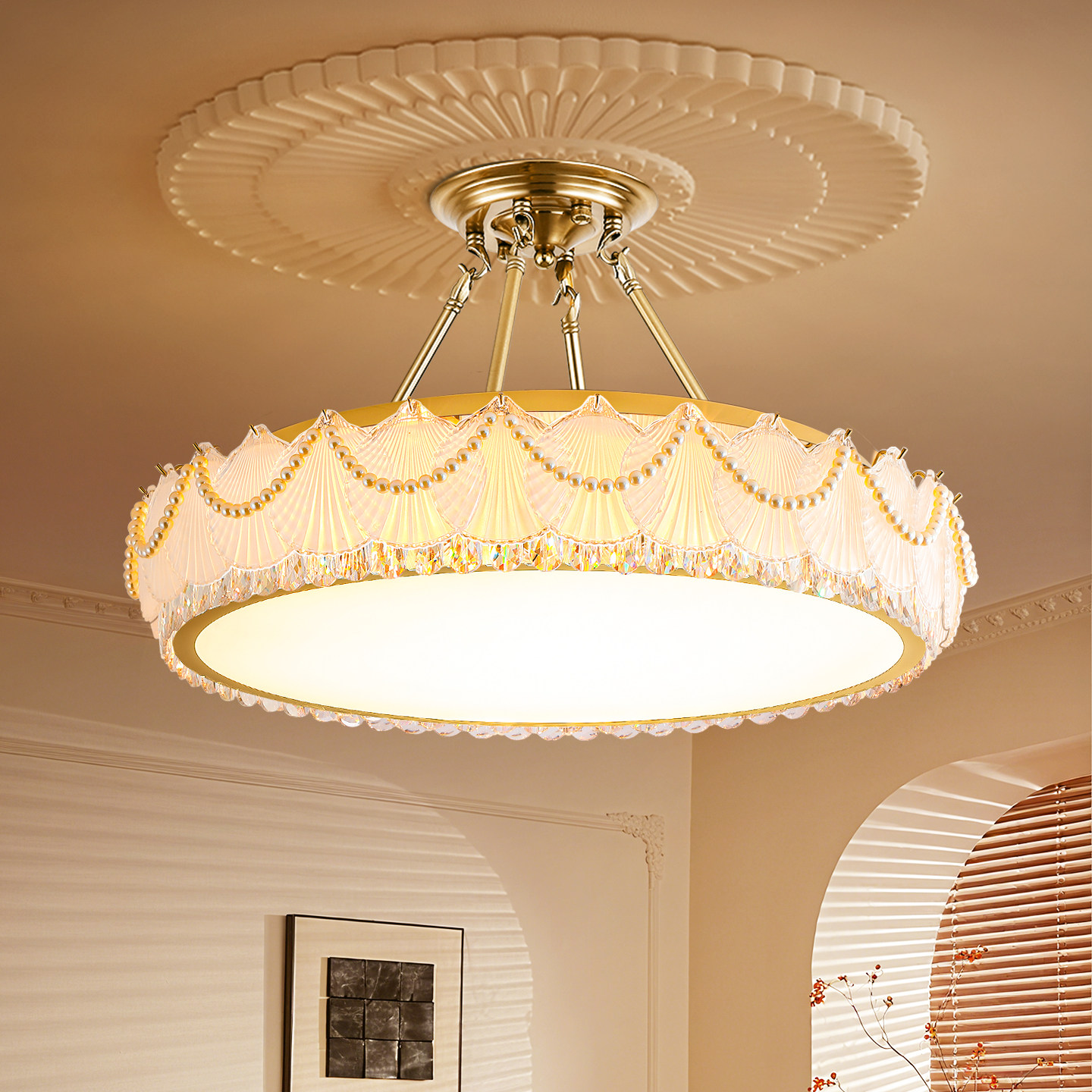 法式中古风水晶客厅吊灯奶油风卧室灯具轻奢餐厅吊灯中山厂家直销,家装灯饰光源,客厅吊灯,淘宝优惠券,粉丝福利购,淘宝优惠卷