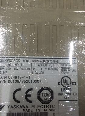 SGDS-A3B72AY578-E安川驱动器二手进口驱动器 专业销售维修一体化