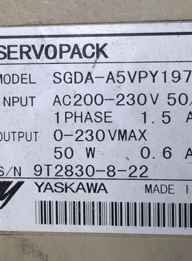 SGDA-A5VPY197   二手安川驱动器 现货 专业销售维修一体化