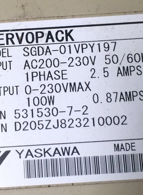 SGDA-01VPY197   安川伺服驱动器 现货 专业销售维修一体化