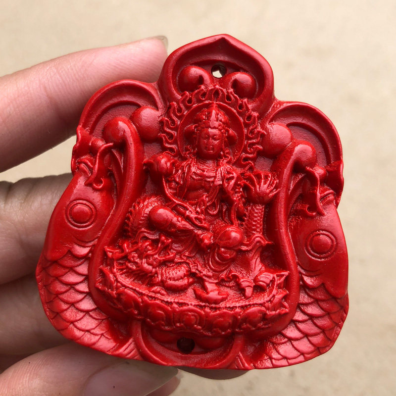 原色双鱼团座观音菩萨车挂件本命年观世音平安随身戴坐莲双宝吊坠