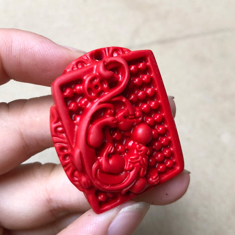 天然朱砂红貔貅算盘吊坠本年如意算盘随身项链男款女士送人挂坠
