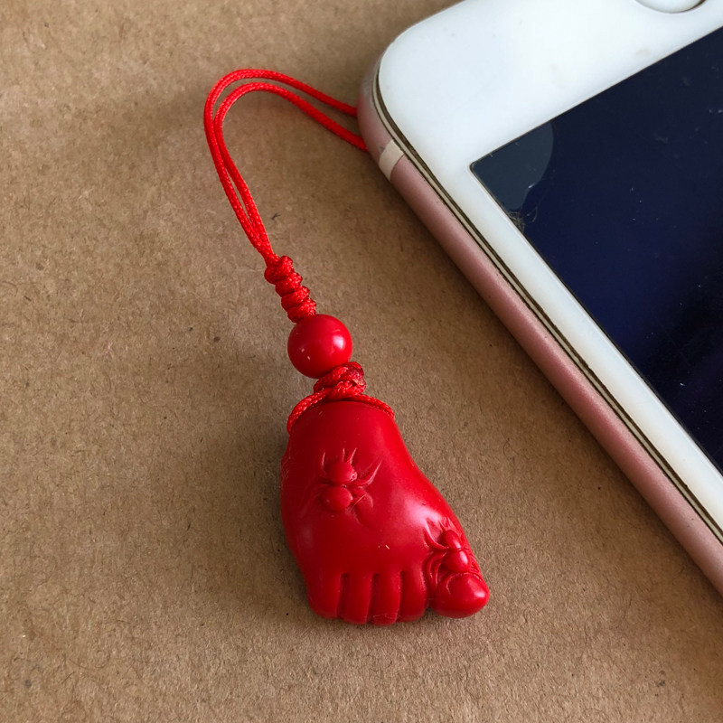 本命年脚指头手机链坠子知足常乐小脚丫包包吊坠装饰手工制作礼物