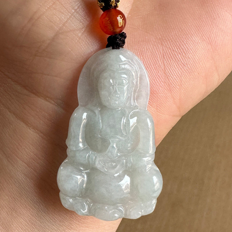 正品玉石翡翠观音吊坠项链 A货玉观音挂件男儿童娃娃孩子菩萨玉佩