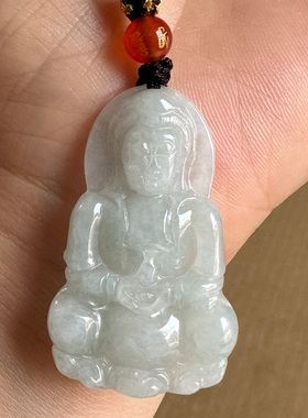 正品玉石翡翠观音吊坠项链 A货玉观音挂件男儿童娃娃孩子菩萨玉佩