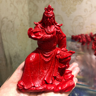 财神摆件朱砂坐财神像大刀关二爷练武关公招财镇宅客厅室内装饰