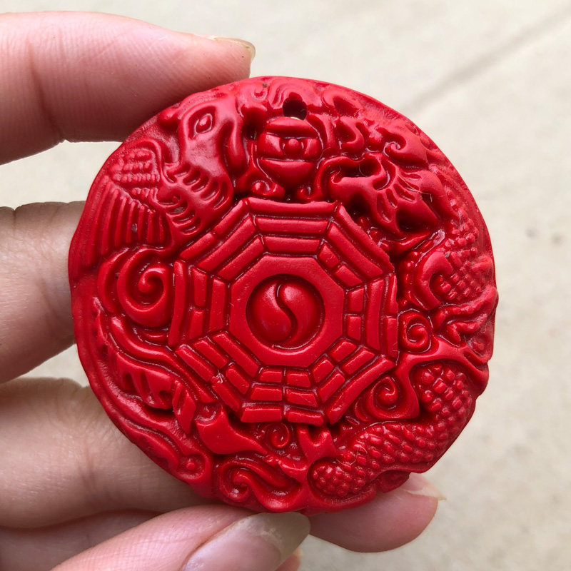 朱砂八卦吊坠项链旺姻缘龙凤呈祥