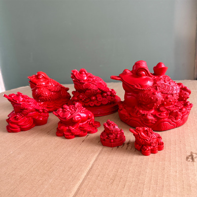 正红朱砂小中大号金蟾摆件