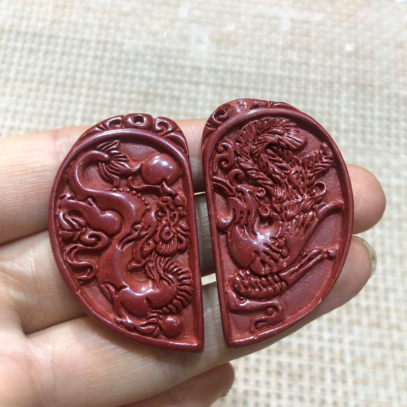 朱砂古风项链定情信物结婚龙凤佩