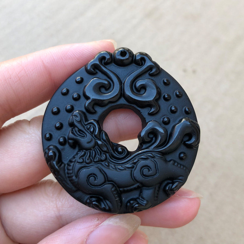 黑曜石貔貅平安扣麒麟随身吊坠