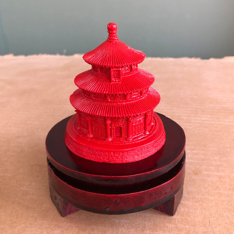 中式建筑模型朱砂摆件房子古建筑祈年殿北京天坛装饰车载居家礼物