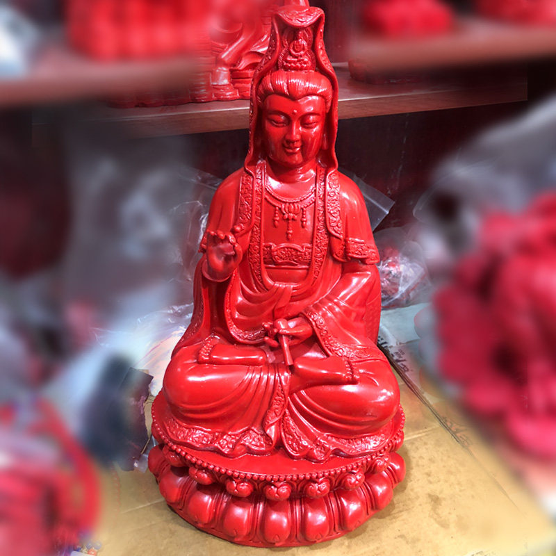 观音菩萨朱砂供奉摆件