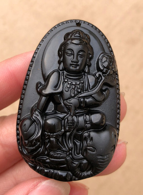 天然黑曜石十二生肖龙蛇玉佩吊坠
