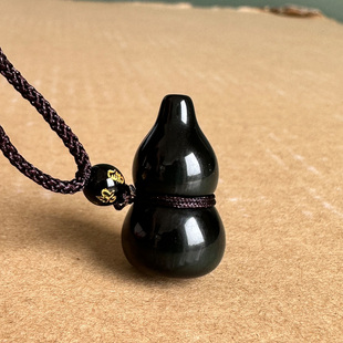 保真黑曜石立体葫芦吊坠男女小美女随身团结美满求福好运富贵挂件