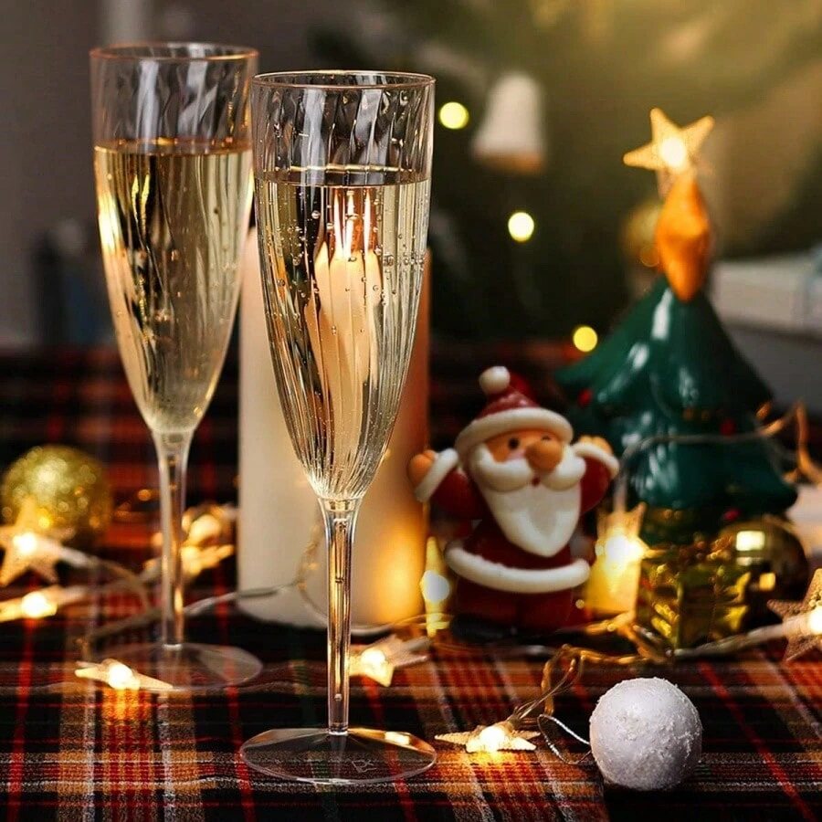 香槟杯一次性高脚杯红酒杯野餐聚会塑料杯宴会气泡鸡尾酒杯210ml