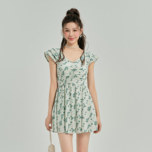 泳装 批发连体泳衣女时尚 甜美日系洋气碎花裙遮肚显瘦休闲度假韩版