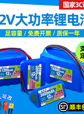 12V锂电池组大容量18650智能小车音响户外移动电源LED灯充电电池