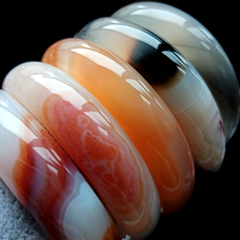 天然巴西正品红绿冰透玛瑙玉髓手镯一物一图加宽宫廷玉石花纹镯子