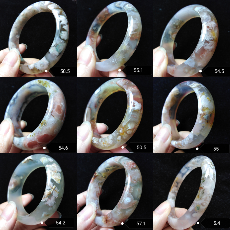 宽天然樱花玛瑙手镯爆米花飘绿翘色冰透龙纹牛血红微瑕爆晶镯子