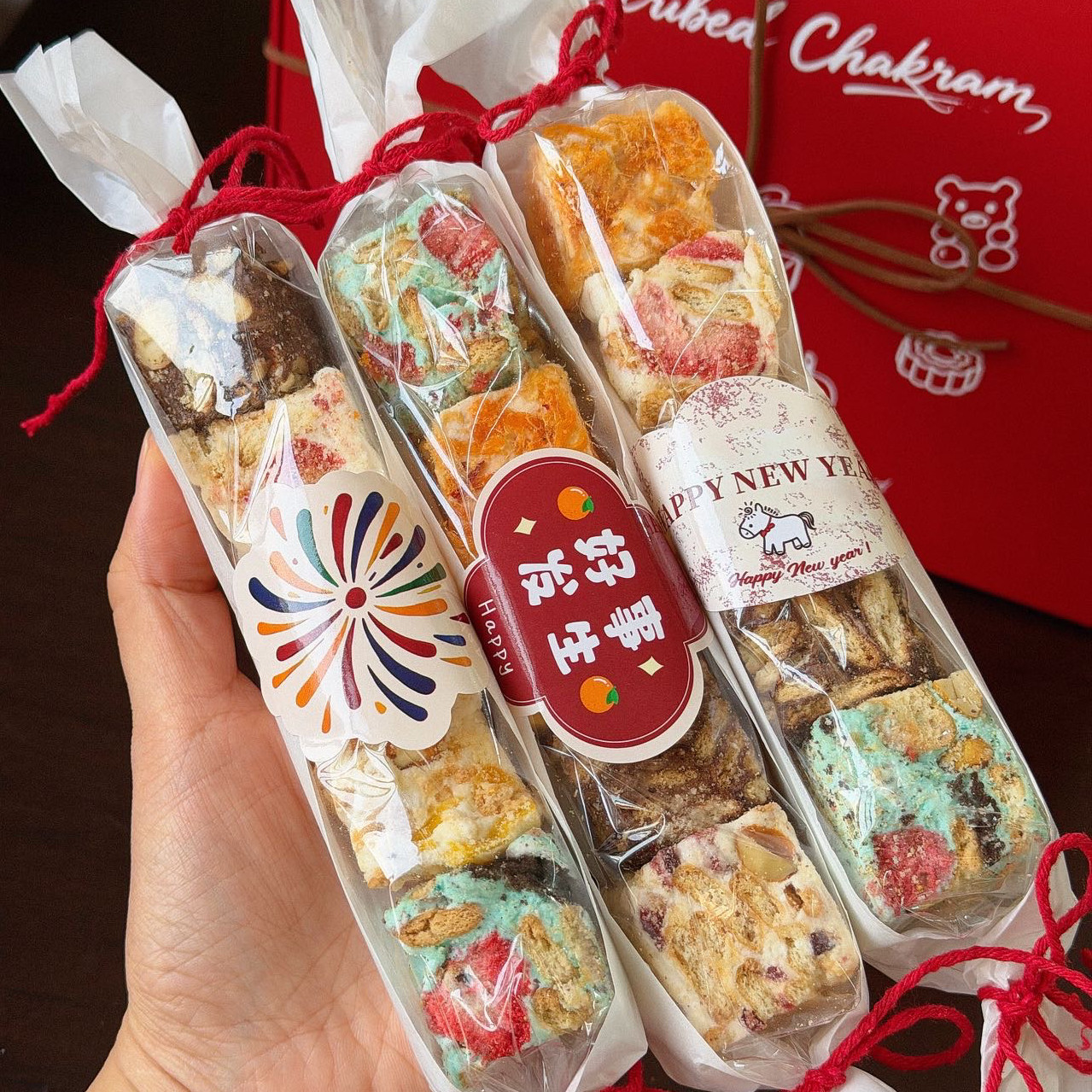 手工雪花酥新年款草莓奶糕巧克力燕麦奶糕五种口味混合新年礼物