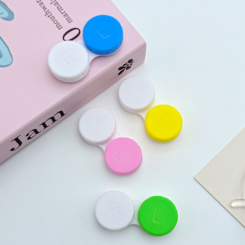 不透明隐形眼镜伴侣盒配件性价比高护理盒双色单个双联盒彩色圆形