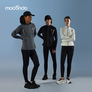 马孔多男女秋冬防风加绒外套+支撑压缩长裤运动跑步套装高弹运动