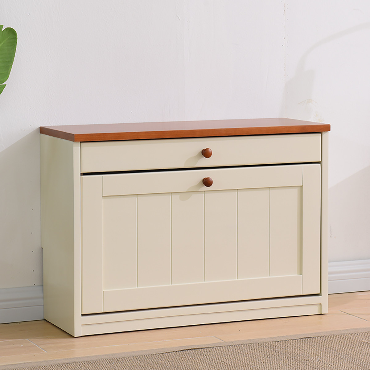 美式地中海实木鞋柜入户小户型超薄翻斗进门口玄关家用收纳换鞋凳