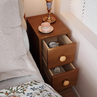 中古风20cm极窄床头柜小型实木床头收纳柜25cm超窄夹缝小边柜边几