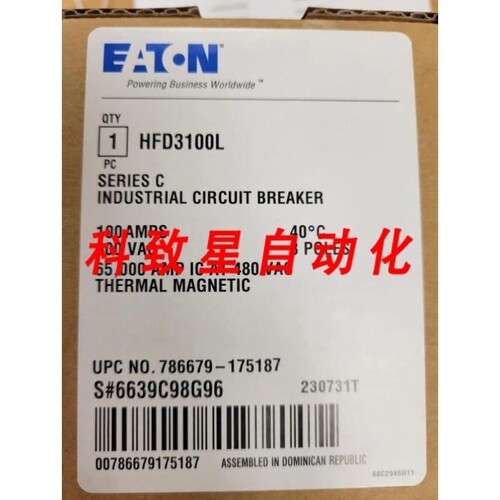 工业配件HFD3100L 100A 铝断路器3P 600VAC