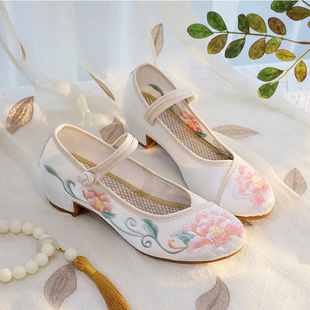 老北京绣花布鞋女休闲软底方跟旗袍鞋江南风民国风茶艺师鞋舞蹈鞋
