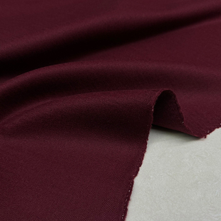 半米价/酒红色双面加厚拨不开全羊毛毛呢毛料秋冬款大衣外套面料