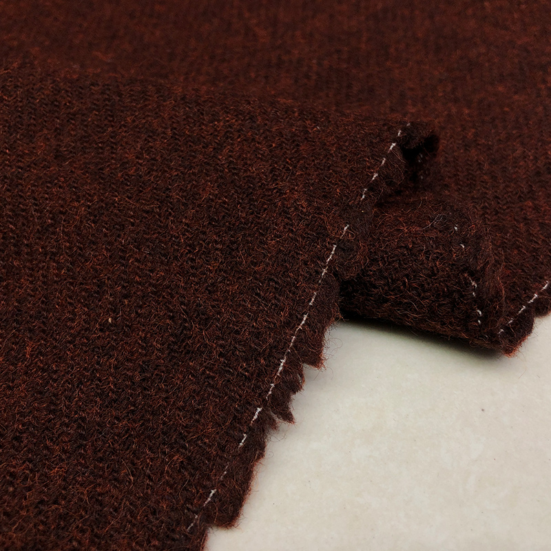红咖色斜纹色织羊毛粗花呢
