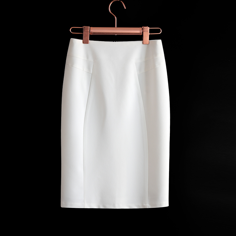 白色包臀裙子2021春款工装裙开叉包臀裙一步裙职业半身裙中长款女