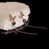 秋冬款 气质时尚 高级感满锆蝴蝶流苏耳坠轻奢优雅温柔名媛风耳环女