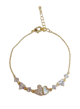 法式时尚甜美百搭锆石贝壳爱心手链女气质轻奢简约高级感手饰批发