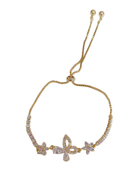 日韩时尚微镶锆石花瓣蝴蝶手链女个性轻奢百搭高级感超闪手饰批发