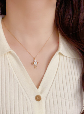 日韩精致时尚满钻星球星星项链气质轻奢百搭高级感超闪锁骨链批发