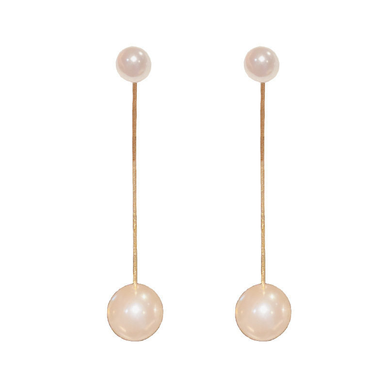 s925银针长款珍珠流苏两戴后挂式耳坠女个性时尚港风显瘦潮流耳饰