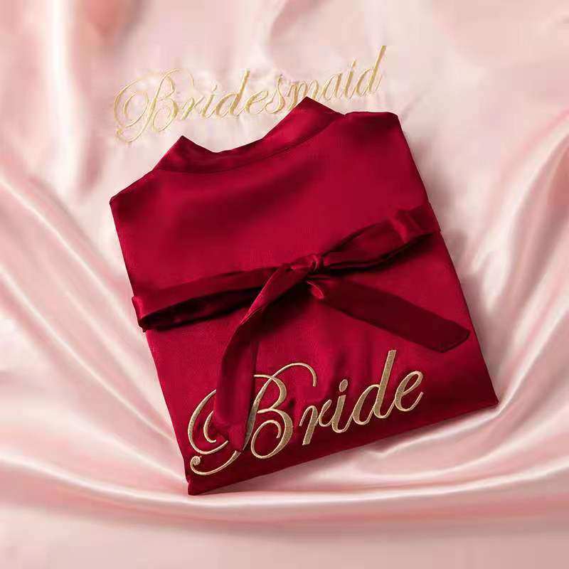 晨袍女新娘春夏婚礼睡袍伴娘团新娘结婚睡衣冰丝浴袍性感家居服秋|ruв категории Нижнее белье, пижама/домашнего костюм - от Buy2taobao.com для оказания профессиональной услуги покупки агента Taobao