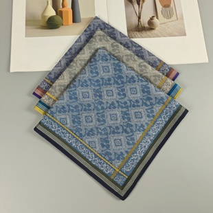 巾 全棉手帕柔软吸汗英伦风送长辈商务手绢西装 43厘米老式 提花男士