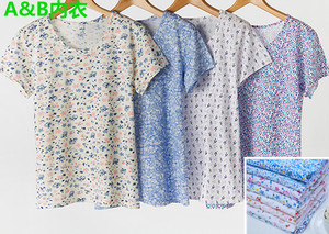 AB内衣家居服中老年纯棉圆领短袖妈妈老人奶奶汗衫女T恤宽松睡衣