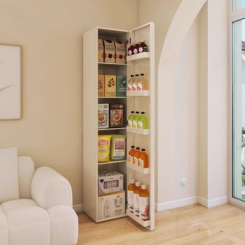 奶油风客厅靠墙柜子多层收纳储物柜阳台厨房小柜子餐边柜靠墙一体