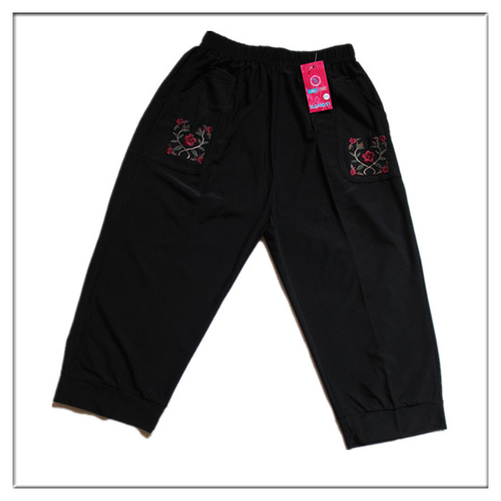 天天特价中老年女裤七分裤纯色妈妈裤子雪纺休闲老年人中裤奶奶裤