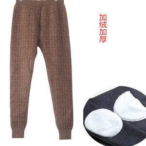 中老年羊毛裤女加厚冬季保暖裤男加绒高腰打底线裤双层护膝护腰