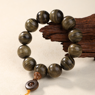 金丝楠木手串佛珠乌木小叶桢楠阴沉木老料爆满水波纹男女款四川