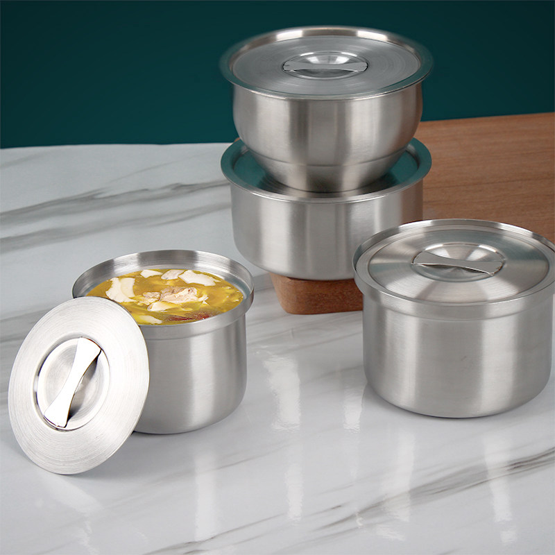 炖盅304不锈钢带盖隔水炖蒸鸡蛋羹蒸饭圆形蒸蛋碗食堂炖汤盅商用
