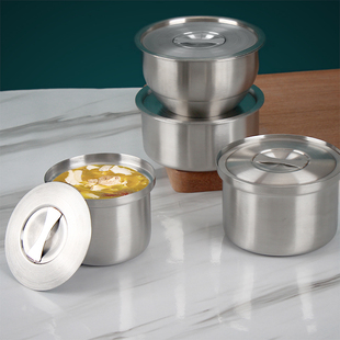 炖盅304不锈钢带盖隔水炖蒸鸡蛋羹蒸饭圆形蒸蛋碗食堂炖汤盅商用